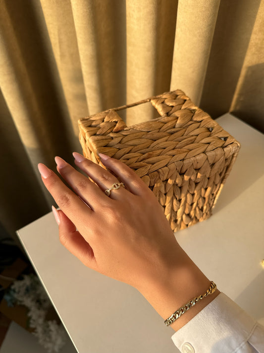 Minimalist Gold Ring with Crystal Accent