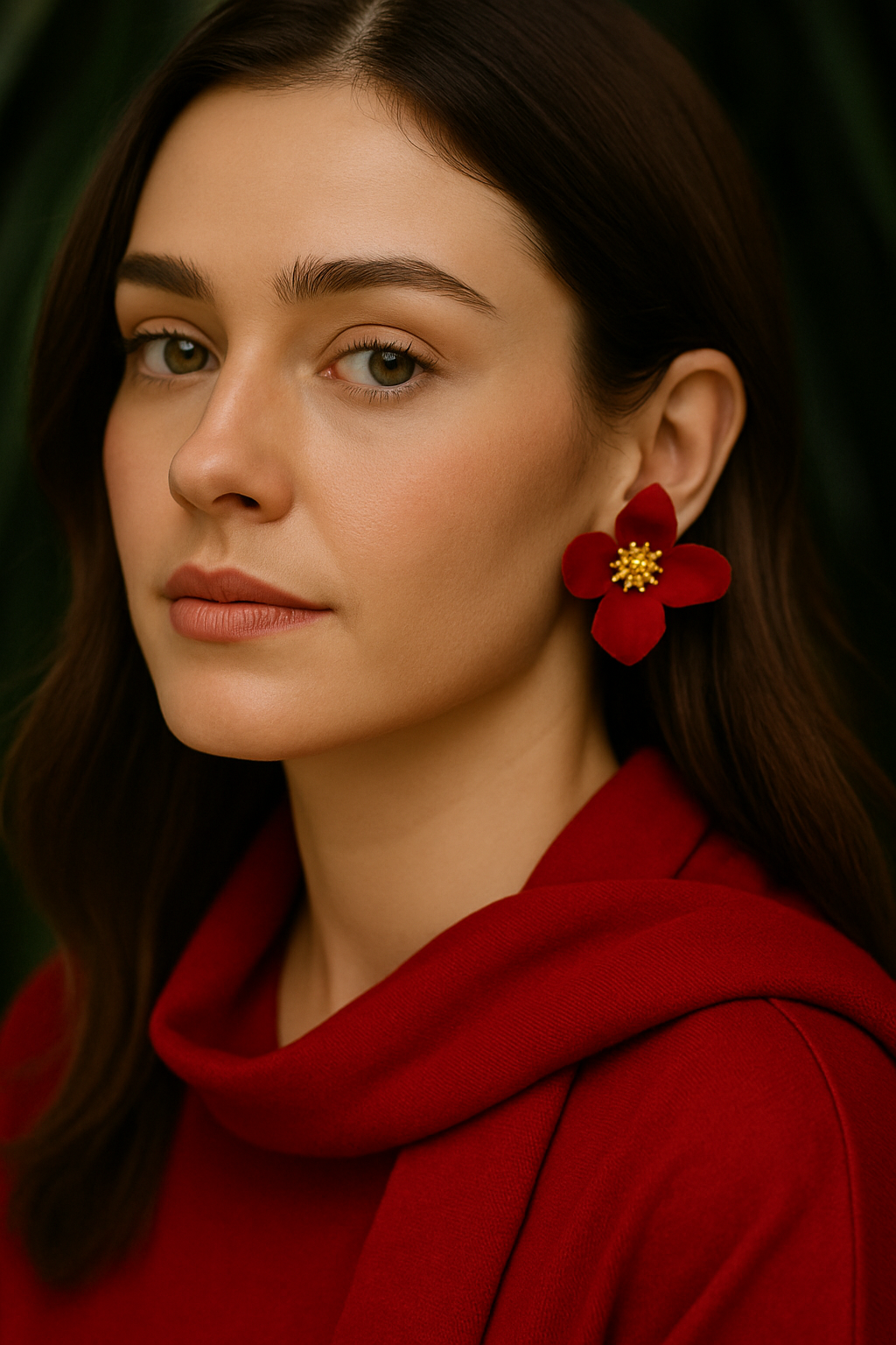 Red Velvet Flower Earrings