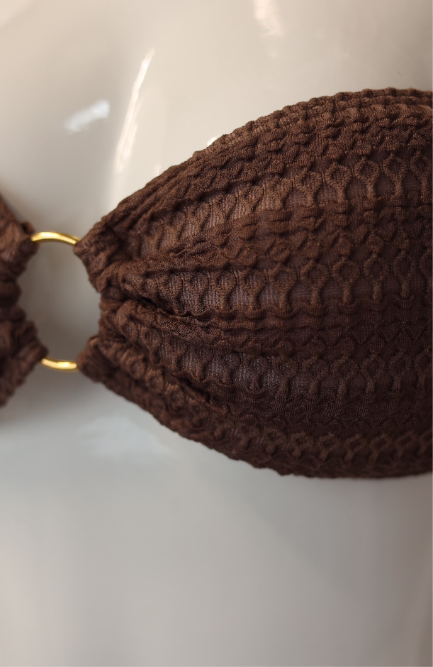 Textured Brown Bandeau Bikini