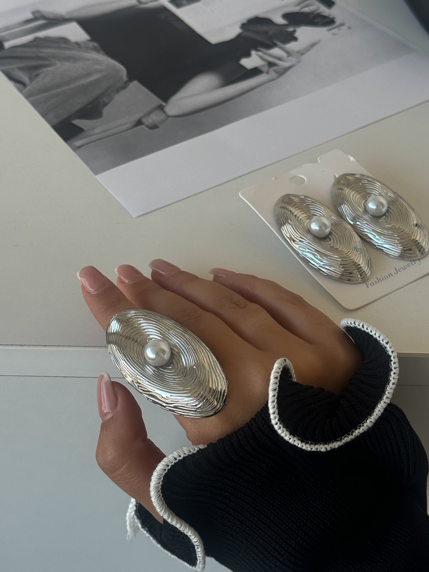 Set Earrings & Rings Silver