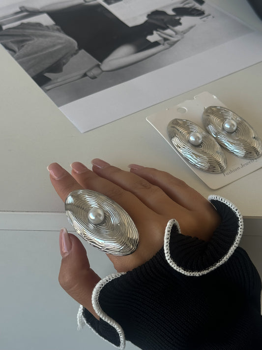 Set Earrings & Rings Silver