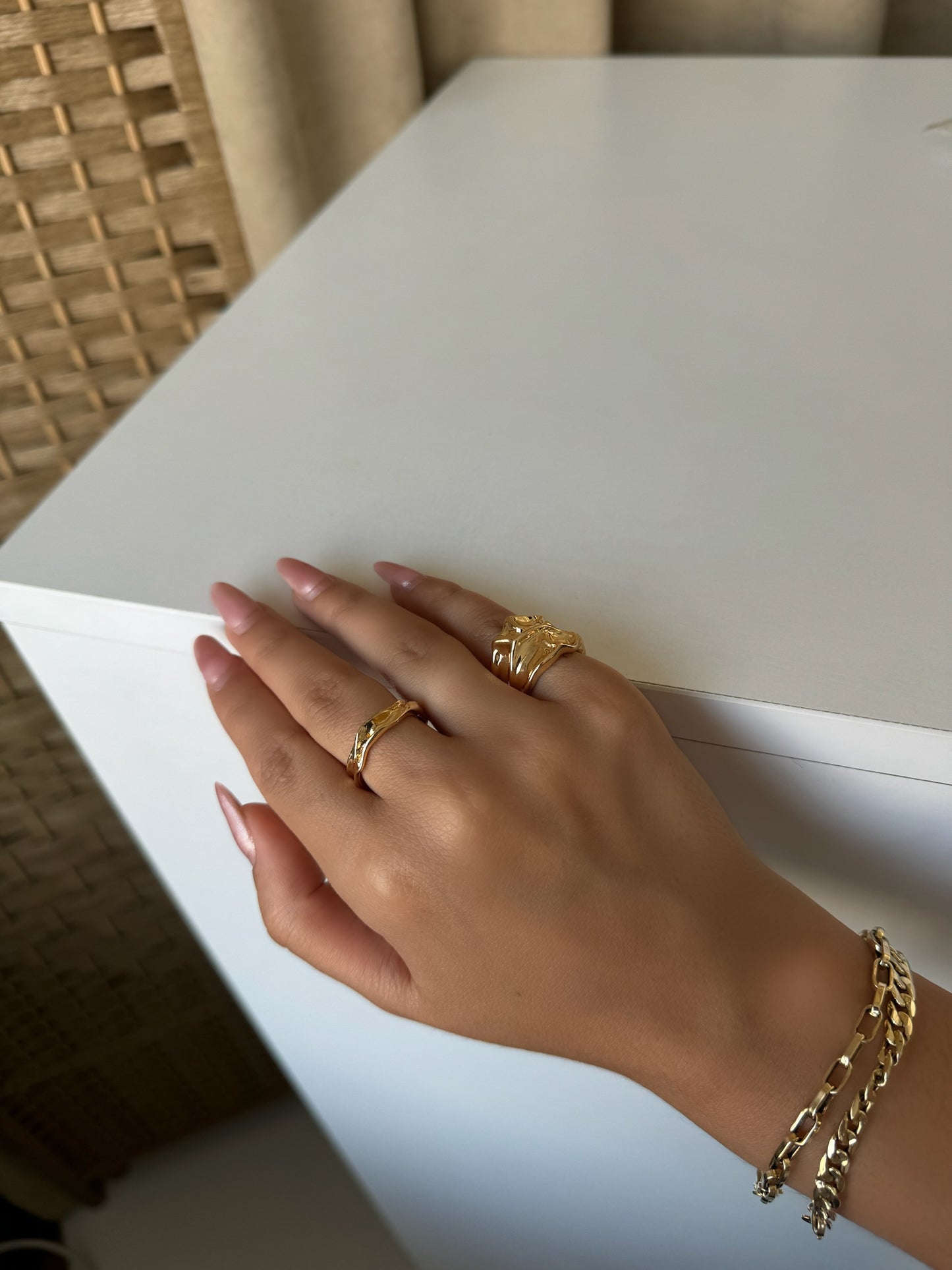 Two Pcs Set Rings Gold