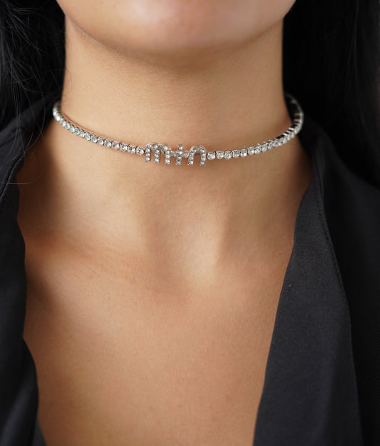 Dazzling rhinestone choker necklace featuring a sparkling crystal chain