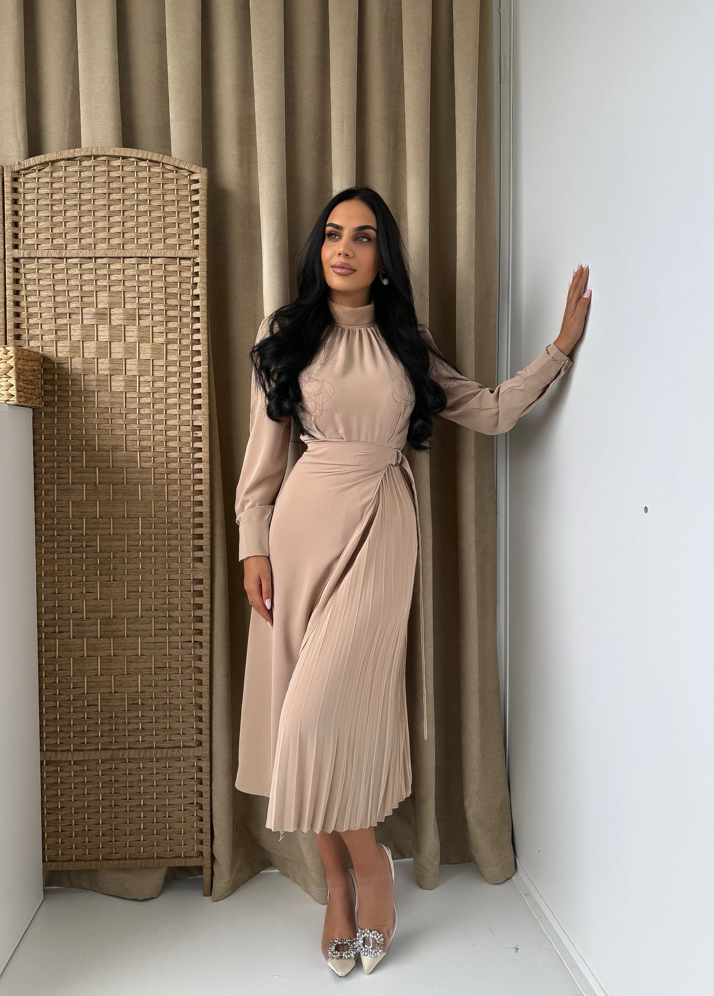 Elegant Pleated Wrap Dress