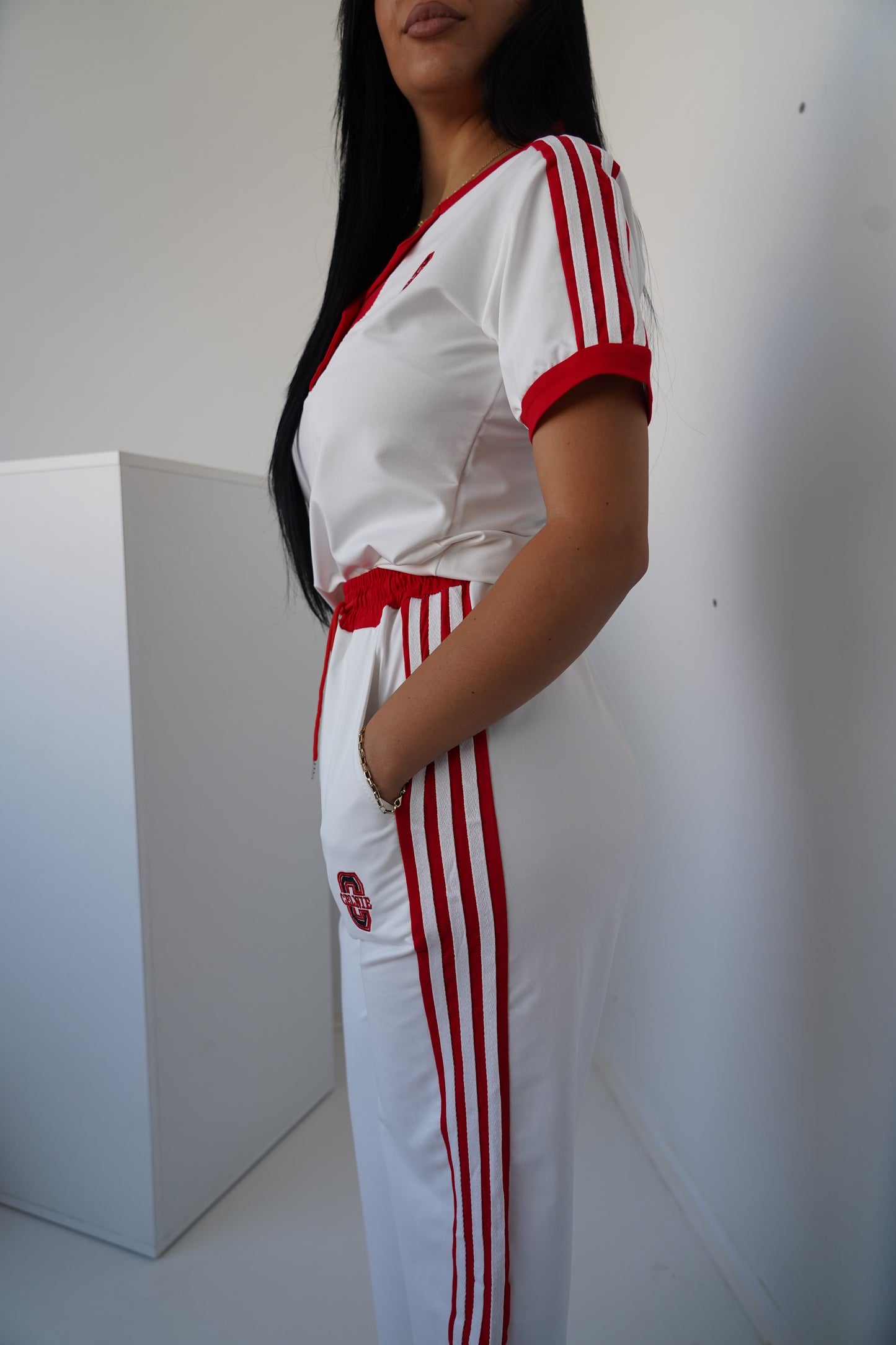 Women’s Two-Piece Set – Cream Textured Fabric”