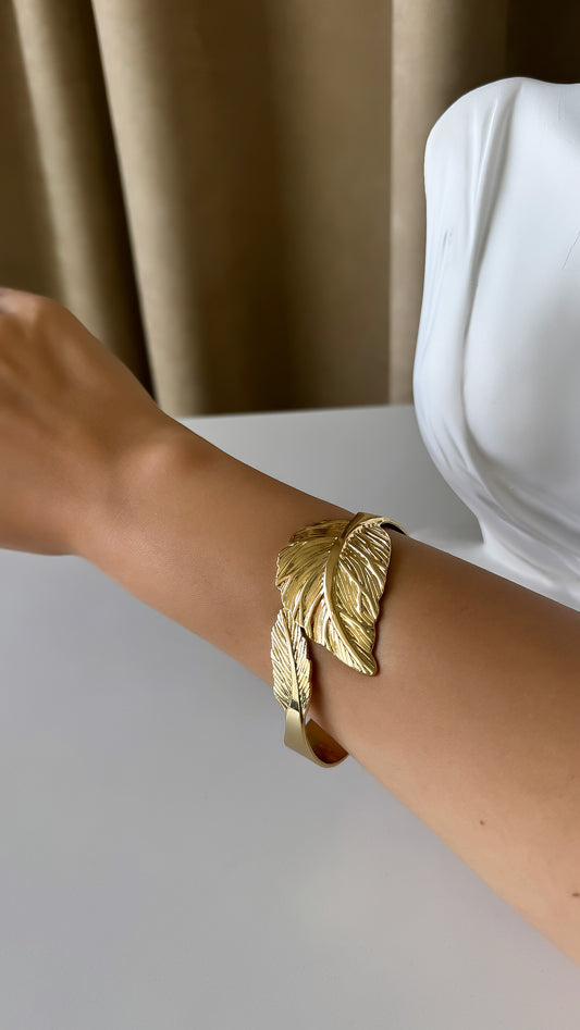 Golden Leaf Cuff Bracelet