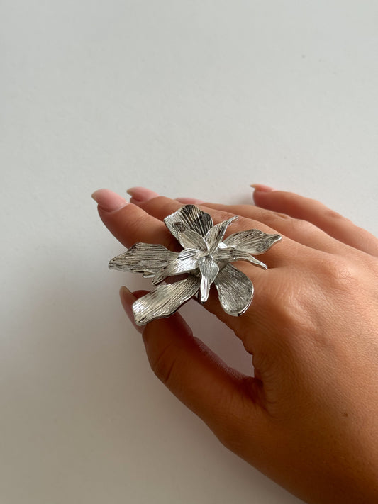 Silver Floral Statement Ring