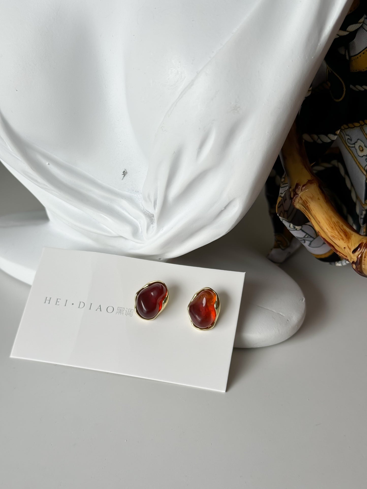Amber Stone-Inspired Stud Earrings