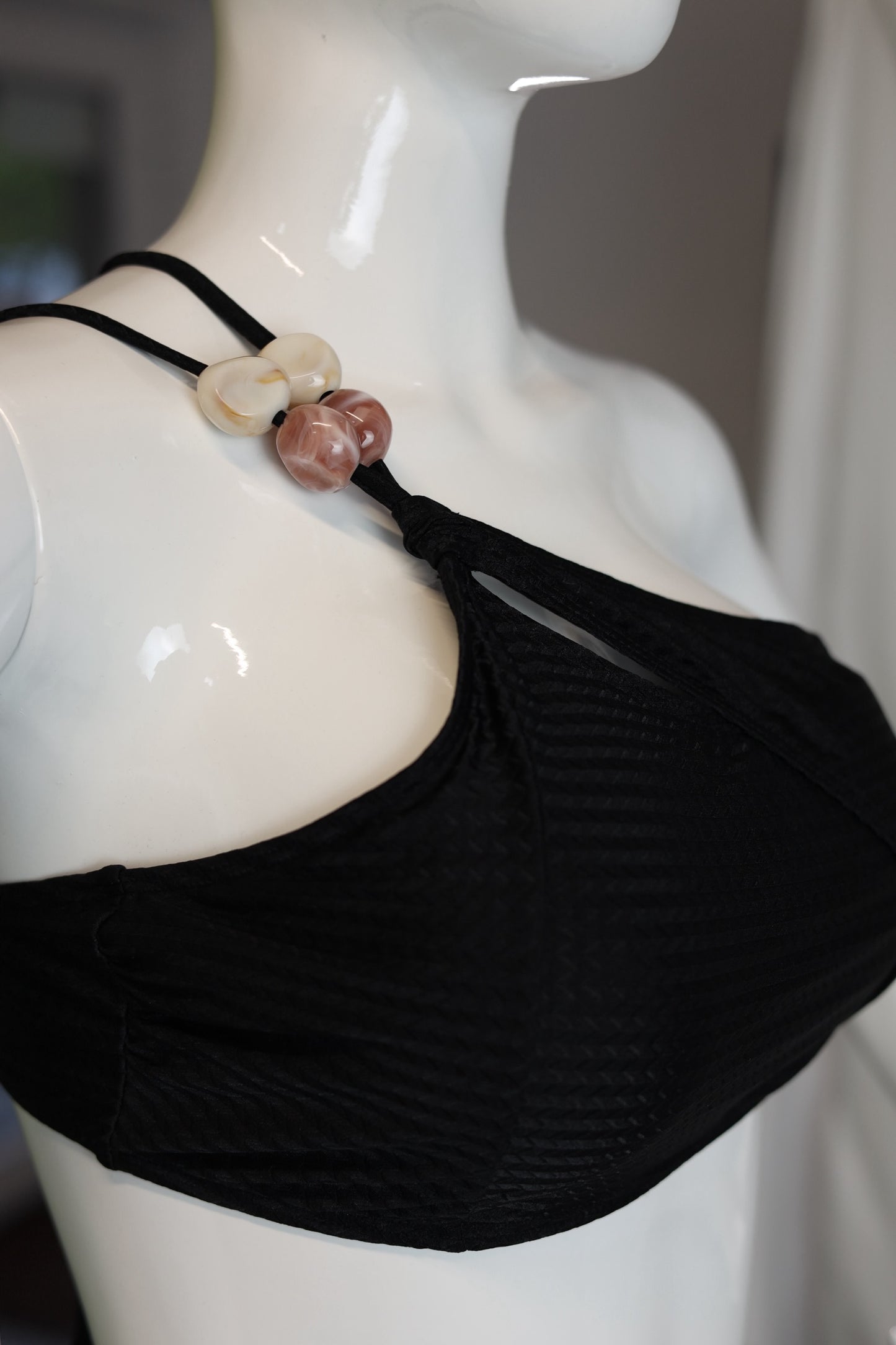 Black Bikini with Geometric Pareo Wrap Set 3pcs