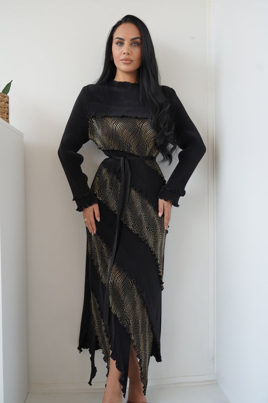 Black & Brown $ Green  Maxi Dress