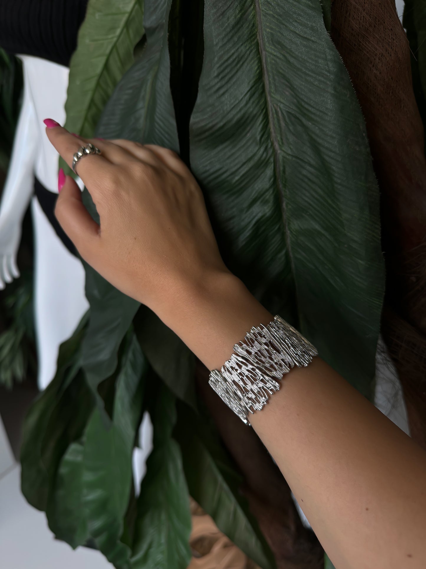 Sculpted Silver Statement Bracelet