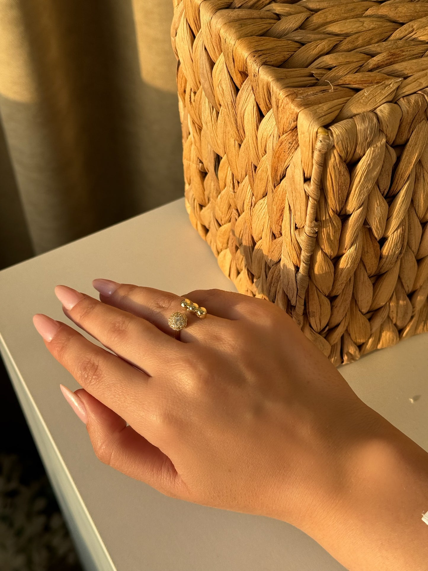 Minimalist Gold Ring with Crystal Accent