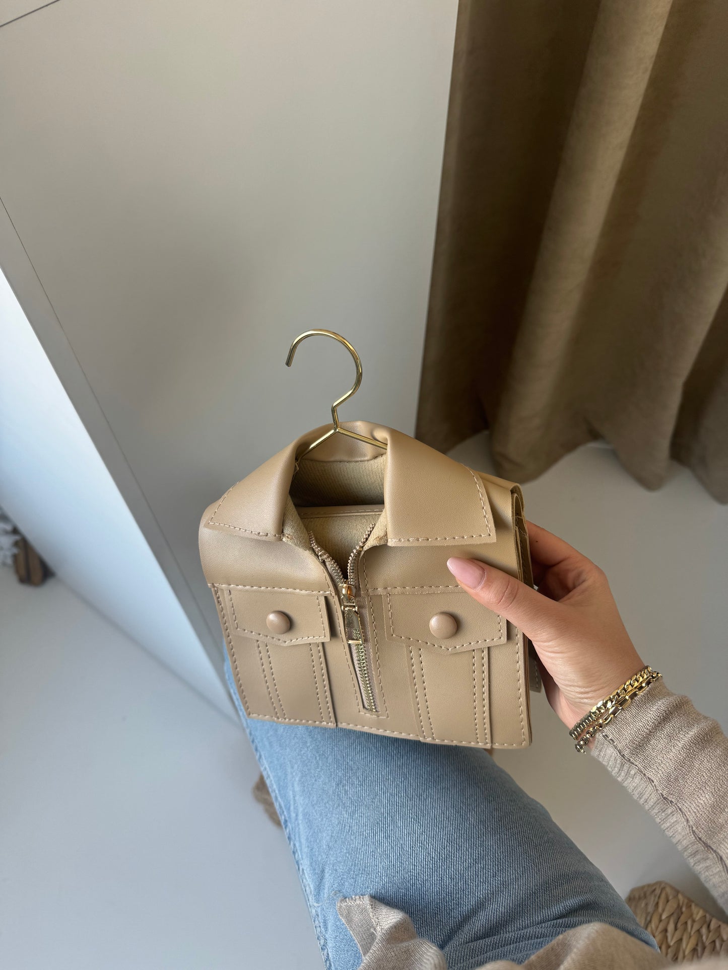 Introducing our Beige Jacket-Style Handbag