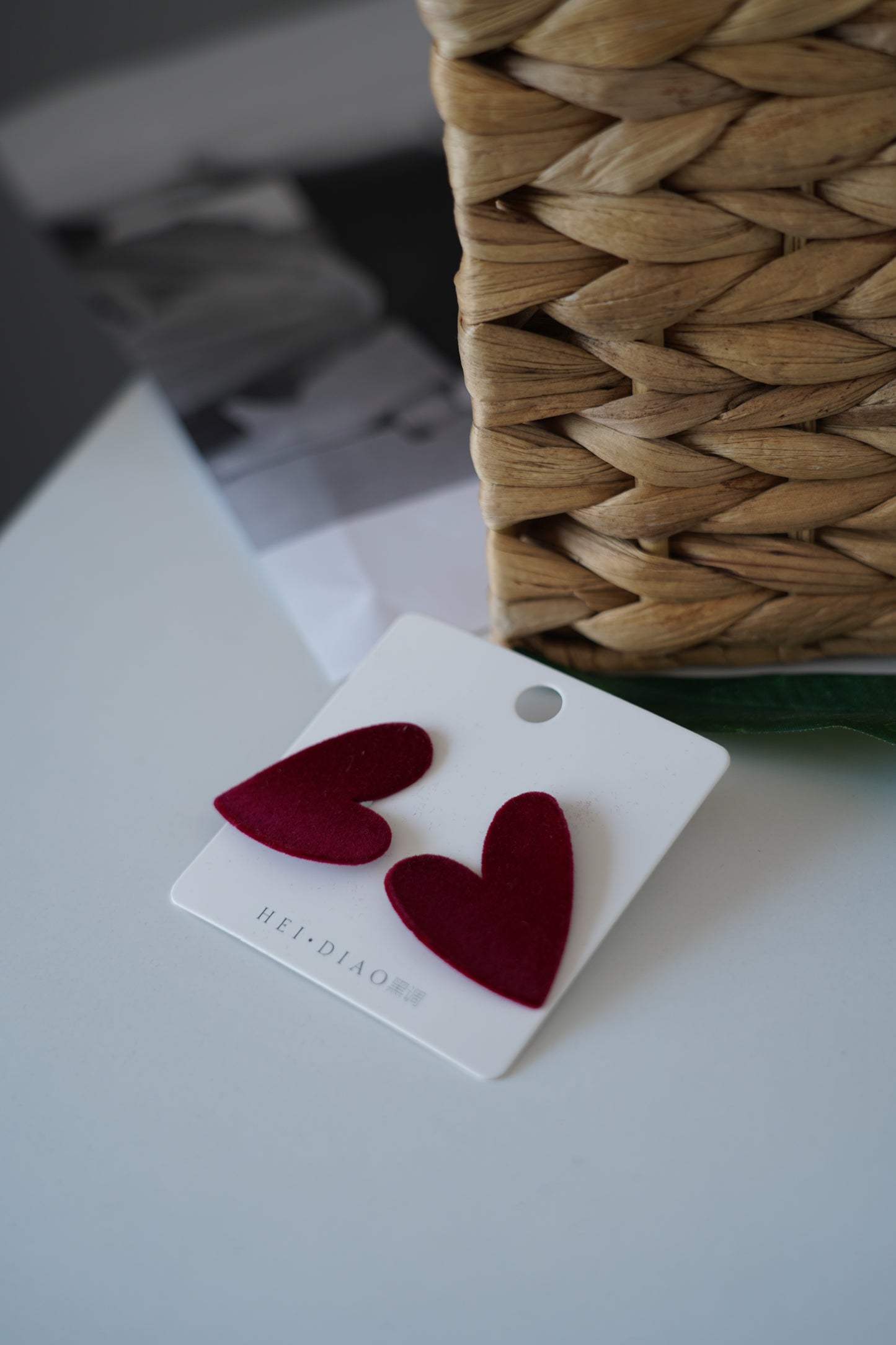 Elegant velvet earrings in deep red