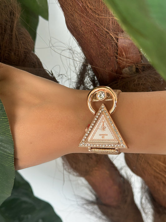 Elegant Leaf-Inspired Rose Gold Watc