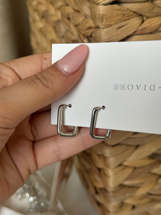 Simple Earrings Silver Metal