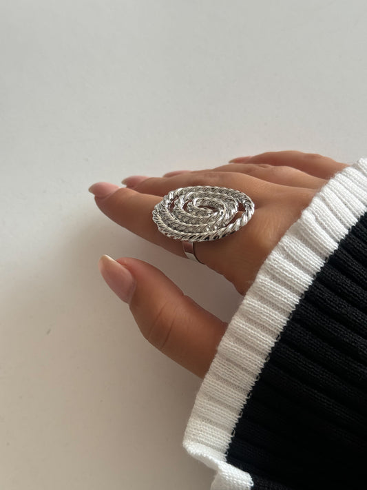 Spiral Silver Statement Ring