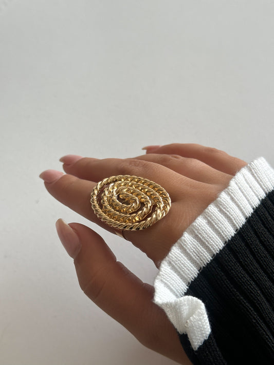 Gold Spiral Statement Ring
