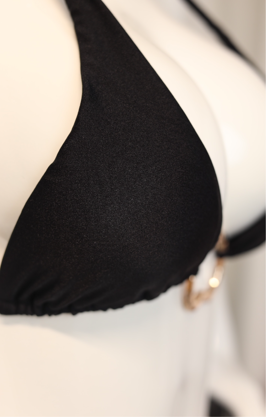 Elegant Black Bikini with Gold Details
