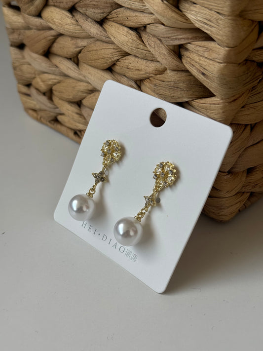 Gold Earrings Pearl
