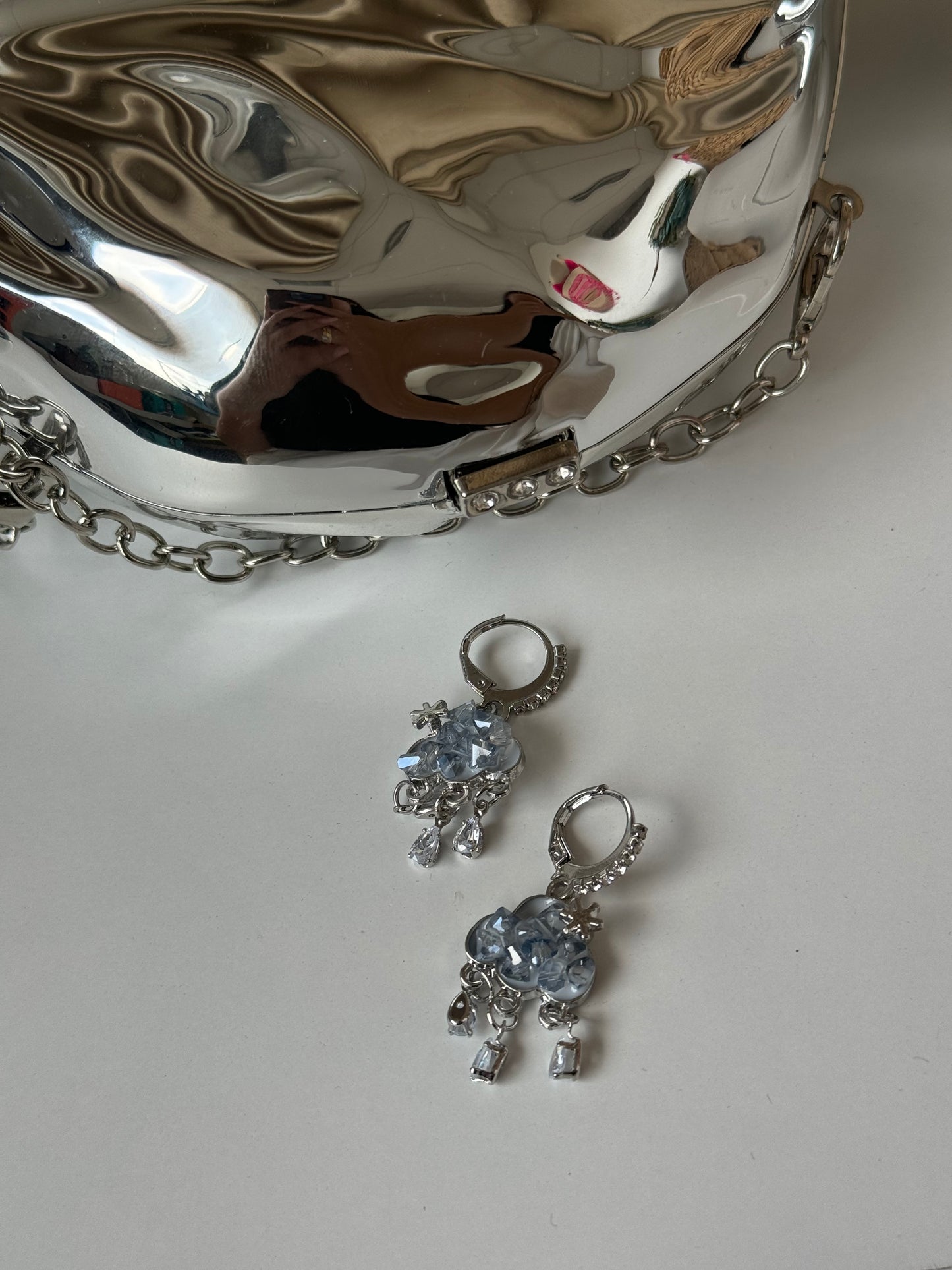 Elegant Earrings Silver -  Blue Crystal