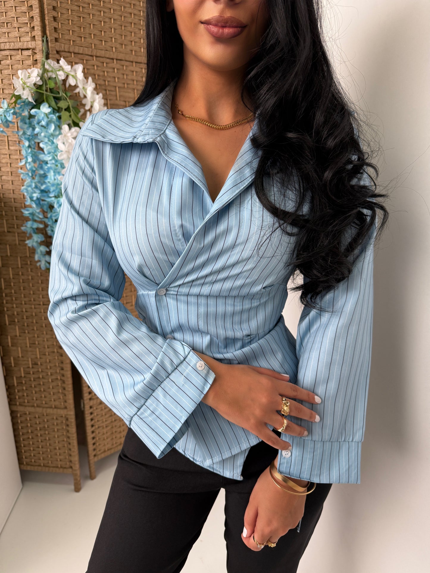 Chic Blue Pinstripe Shirt