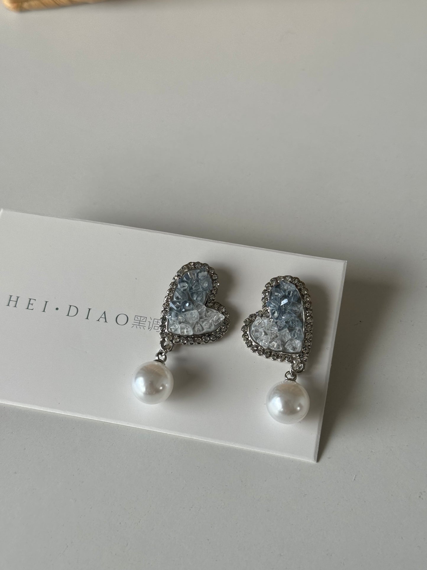 Blue Sea Heart Crystal Earrings