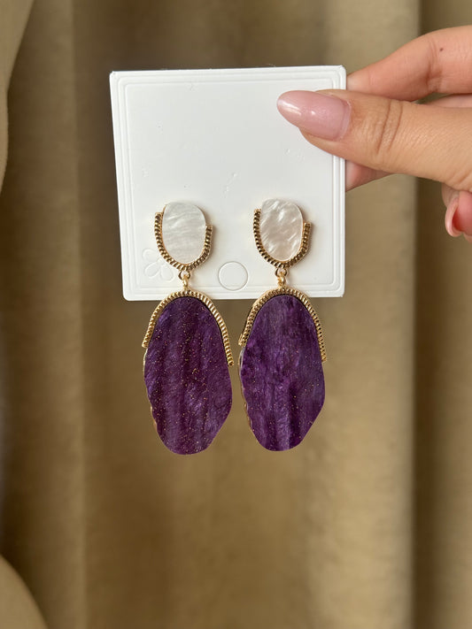 Natural Crystal Purple Earrings