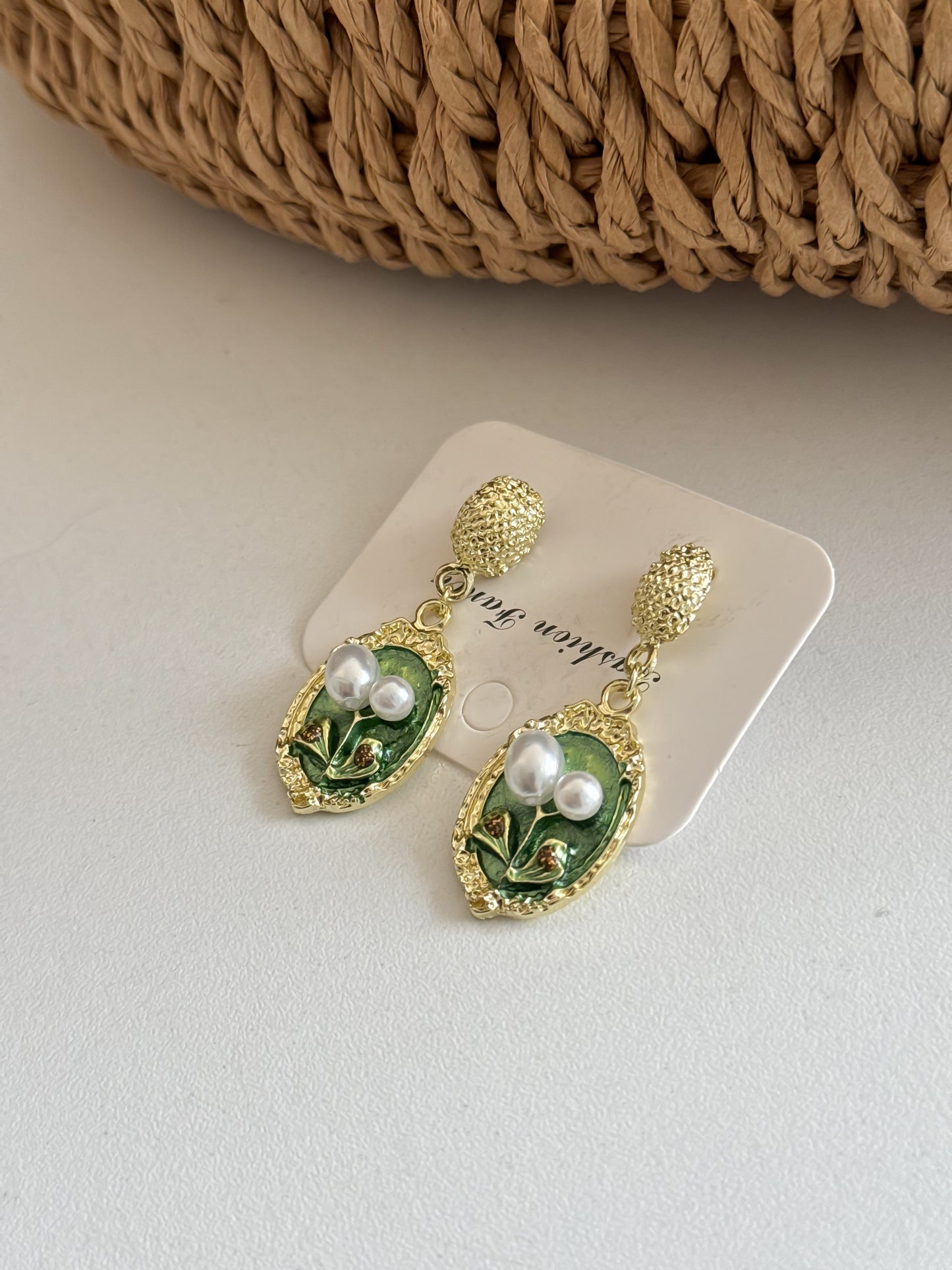 Vintage-Inspired Pearl & Enamel Drop Earrings