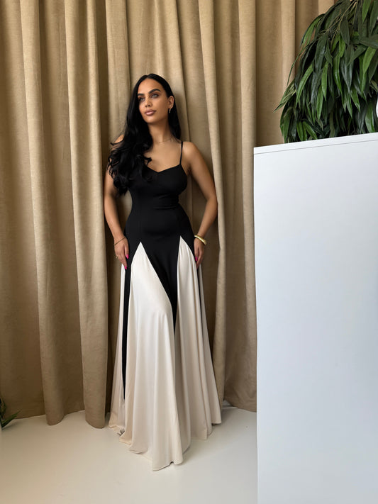 Elegant Contrast Evening Dress