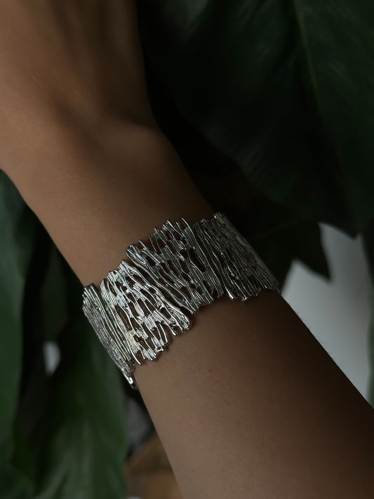 Sculpted Silver Statement Bracelet