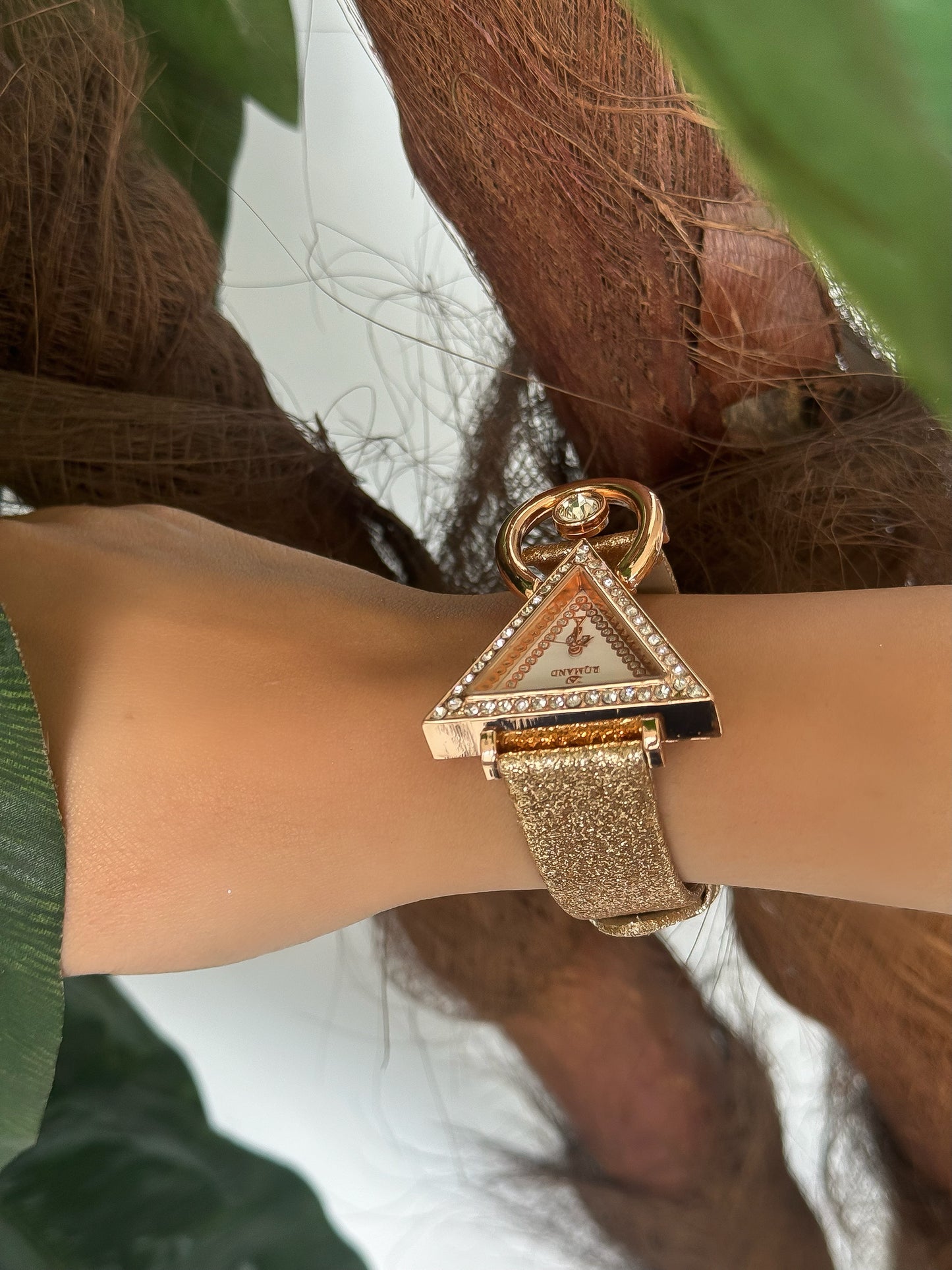 Elegant Leaf-Inspired Rose Gold Watc