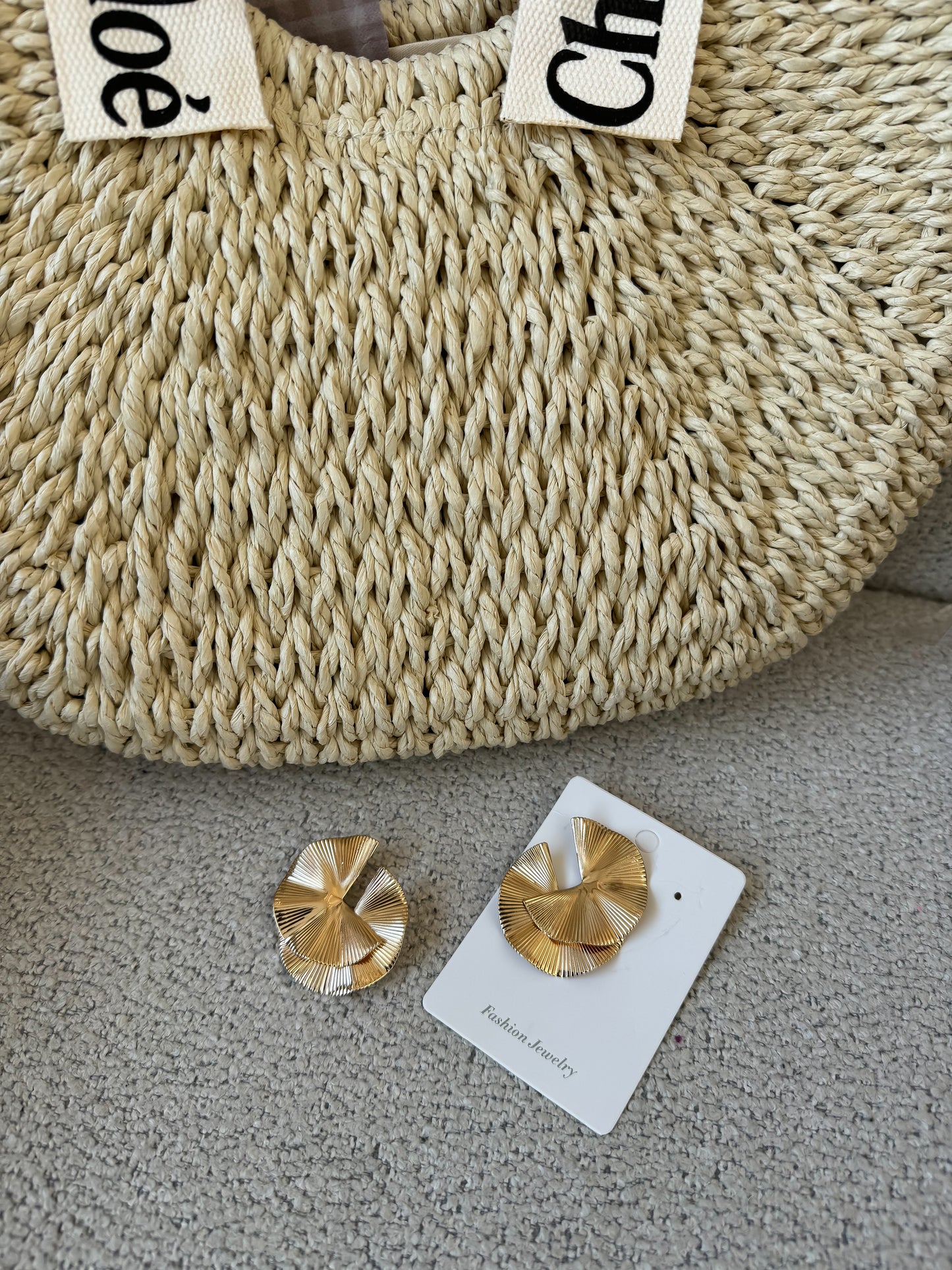 Sculpted Gold Fan Earrings