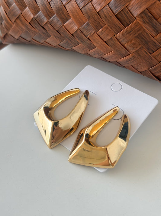 Bold Geometric Gold Statement Earrings
