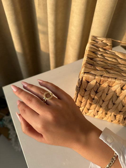 Minimalist Gold Ring with Crystal Accent