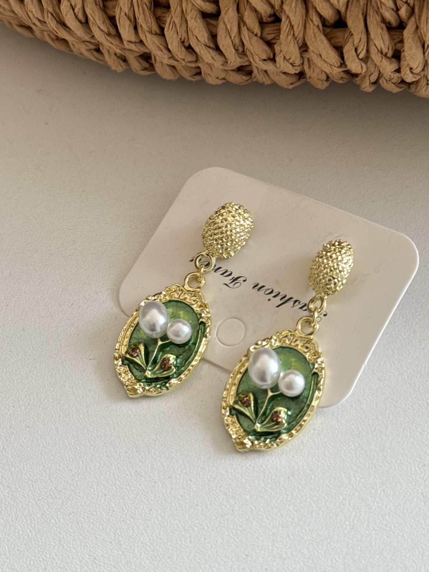 Vintage-Inspired Pearl & Enamel Drop Earrings