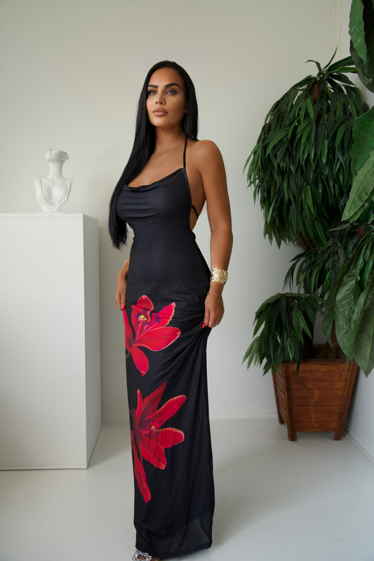 Floral Black Maxi Dress