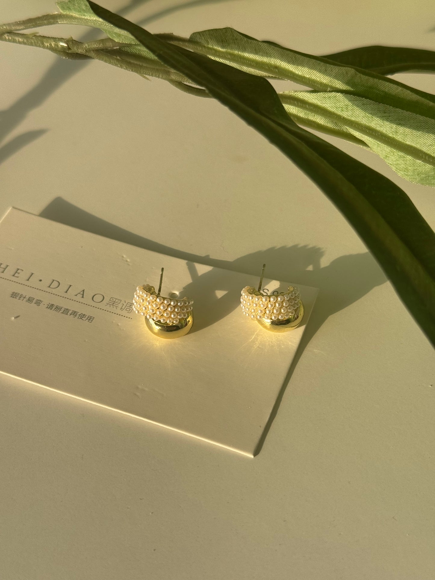 Golden Glow – Pearl Accent Hoop Earrings