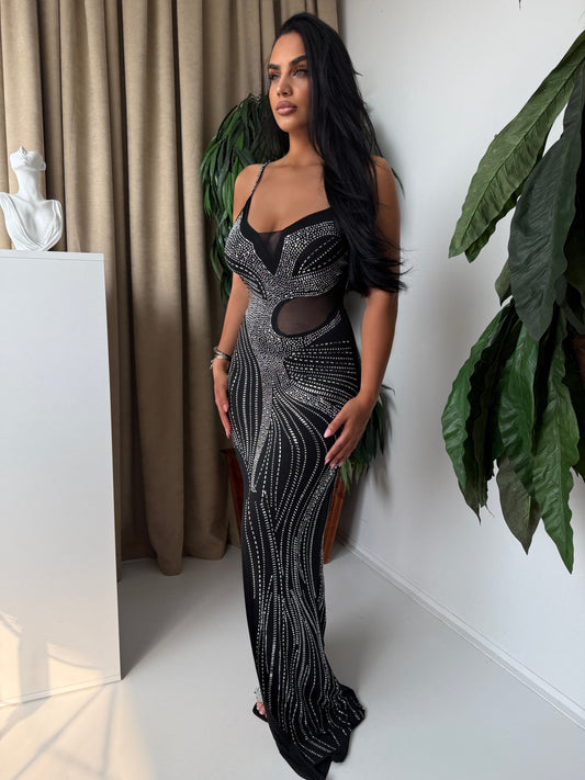 Glamorous Rhinestone Mesh Gown – All Eyes on You