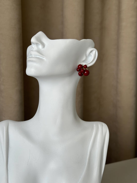 Bold Red Floral Studs