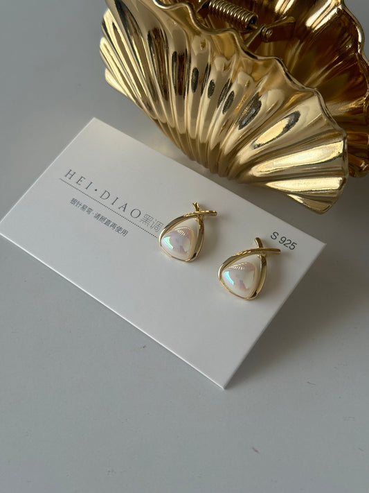 Iridescent Teardrop Stud Earrings