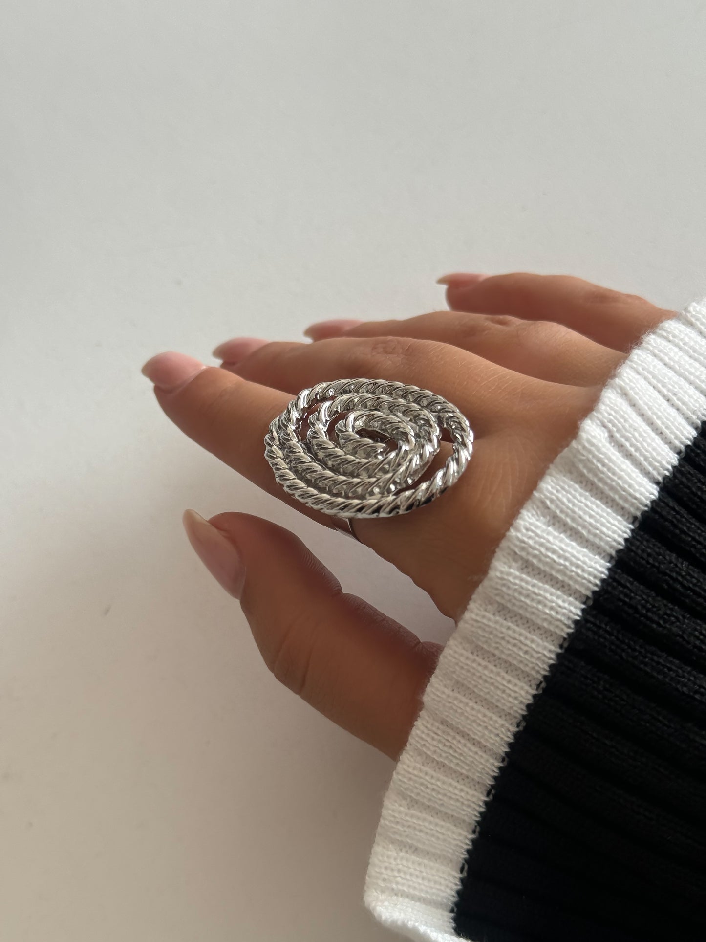 Spiral Silver Statement Ring