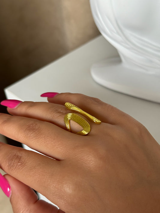 Golden Wave Statement Ring