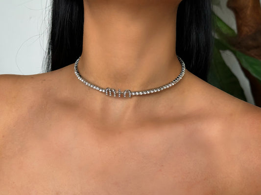 Elegant ‘Mine’ Rhinestone Choker Necklace – Sparkling Crystal Statement Jewelry”