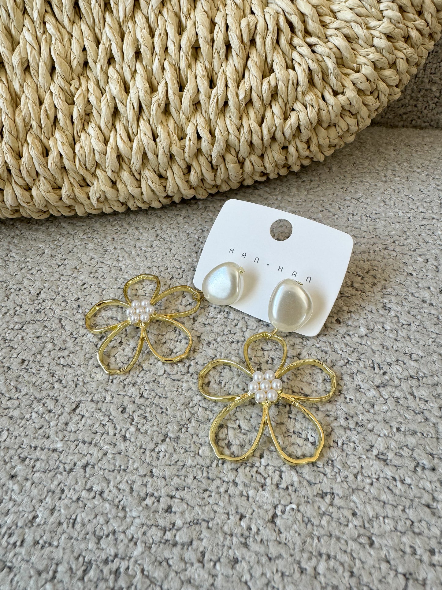 Statement Pearl Flower Drop Earrings