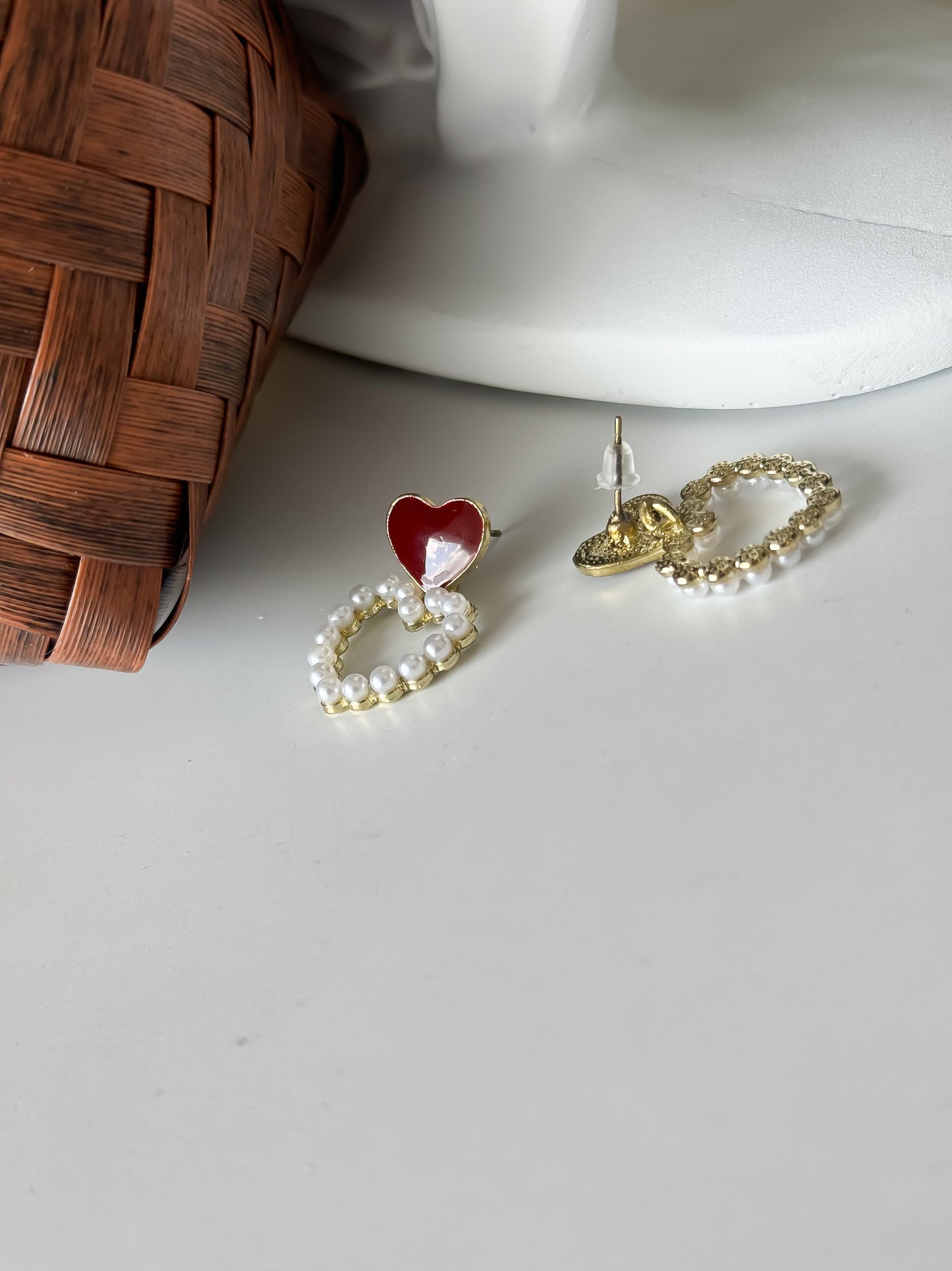 Romantic Heart & Pearl Hoop Earrings