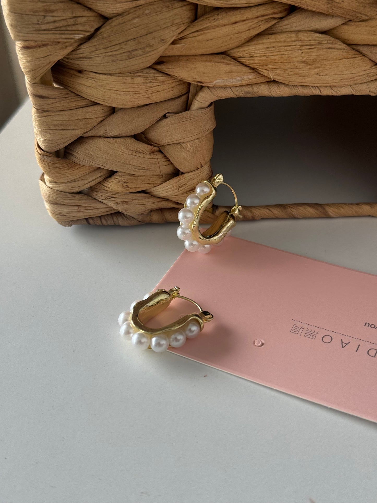 Gold-Plated Pearl Hoop Earrings