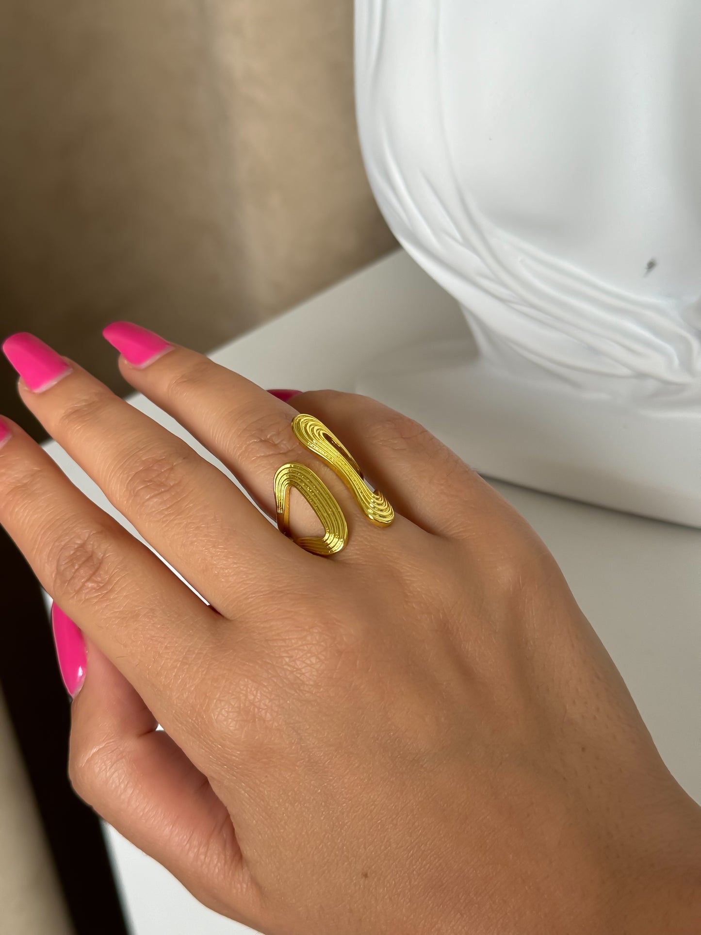 Golden Wave Statement Ring