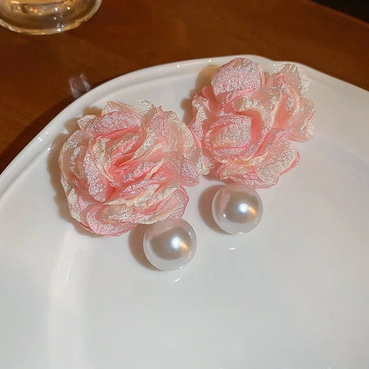 Romantic Floral & Pearl Drop Earrings
