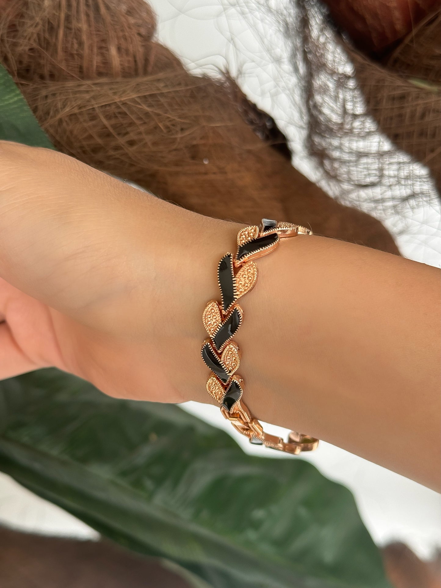 Elegant Leaf-Inspired Rose Gold Watch